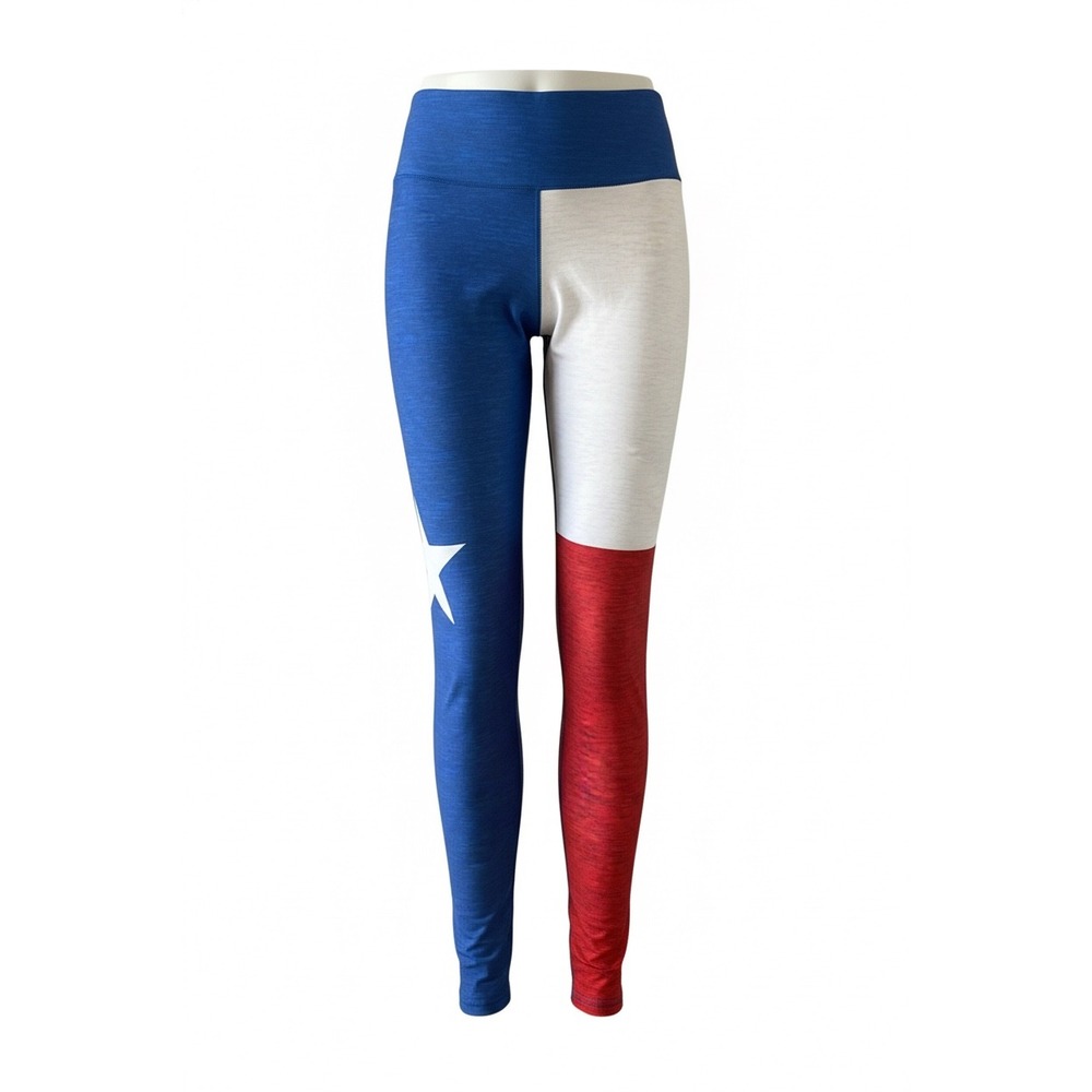 Texleta Texas Athleta Flag Leggings Womens Medium Blue Red White Made in‎ USA